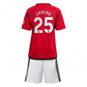 Maillot de foot Manchester United Jadon Sancho #25 Domicile enfant 2023-24 Manches Courte (+ pantalon court)